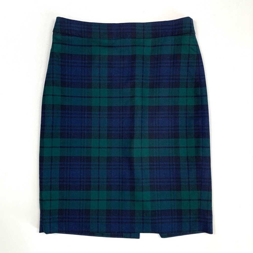 J. Crew pencil skirt tartan plaid blackwatch wool